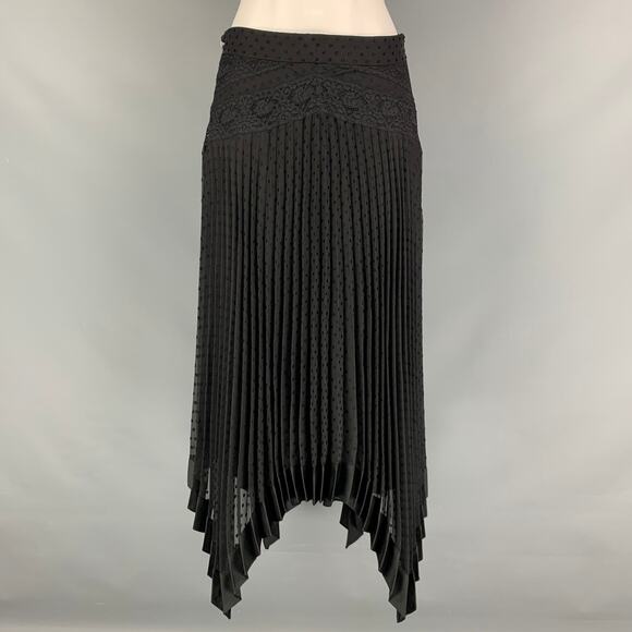 ZIMMERMANN Size 2 Black Viscose Polyester Dots Asymmetrical Skirt - Picture 1 of 4